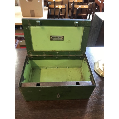 305 - Iron Lockbox by Milnes Safe Co. Ltd, London & Liverpool