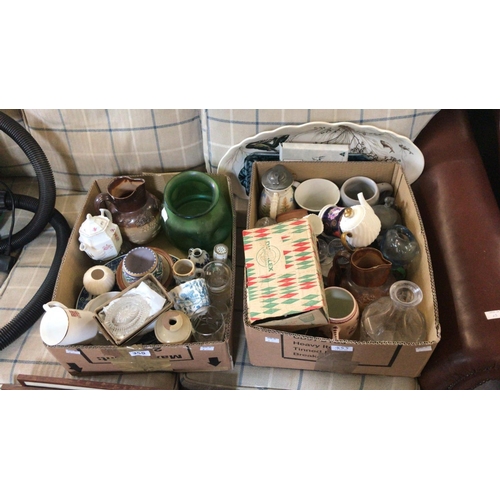 355 - Two Boxes of Various China and Glass