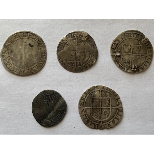 1000 - A COLLECTION OF SIX ELIZABETH HAMMERED SILVER COINS. Elizabeth I Sixpence for 1567, 1573 (pierced), ... 