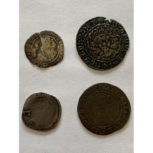 1003 - AN ELIZABETH I SIXPENCE AND THREE OTHER HAMMERED COINS. An Elizabeth I Sixpence third/fourth issue, ... 