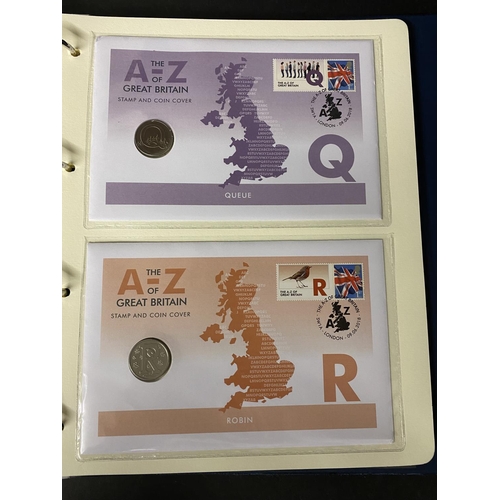 1156 - THE 2018 10 PENCE COIN COVERS ALBUM. A complete album of the 26 uncirculated Alphabet 10 pence piece... 