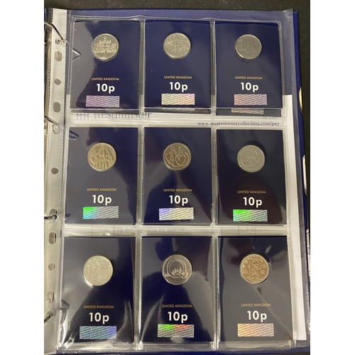 1157 - TWO SETS OF 2018 10 PENCE ALPHABET COINS. An album containing two sets of the 26 uncirculated 'early... 