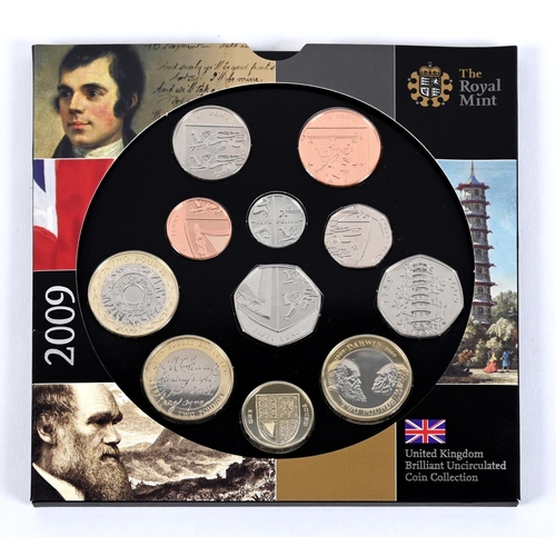 1158 - A 2009 ROYAL MINT UNCIRCULATED SET INCLUDING KEW GARDENS 50 PENCE. A Royal Mint 2009 eleven coin Bri... 