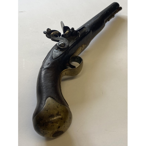 401 - AN 1801 PATTERN SEA SERVICE PISTOL. With a 30.5cm tapering barrel, flintlock action with side plate ... 