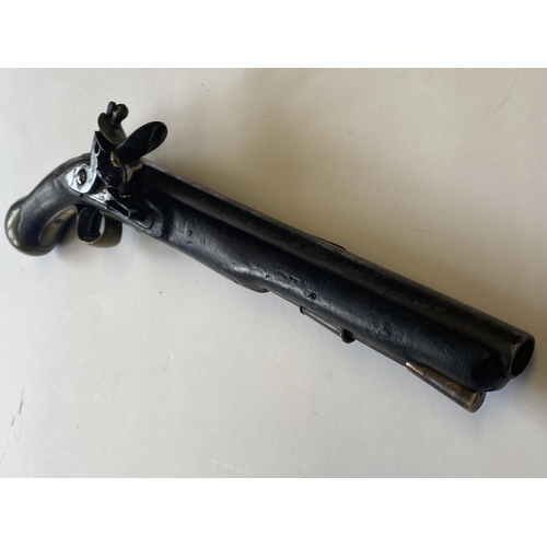 401 - AN 1801 PATTERN SEA SERVICE PISTOL. With a 30.5cm tapering barrel, flintlock action with side plate ... 