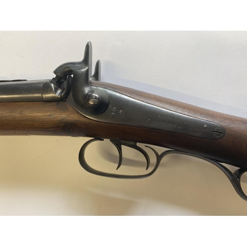 410 - A FINE MID 19TH CENTURY JACOBS RIFLE BY SWINBURN AND SONS. A fine rifle with twin 59cm blued barrels... 