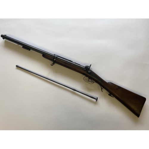 410 - A FINE MID 19TH CENTURY JACOBS RIFLE BY SWINBURN AND SONS. A fine rifle with twin 59cm blued barrels... 