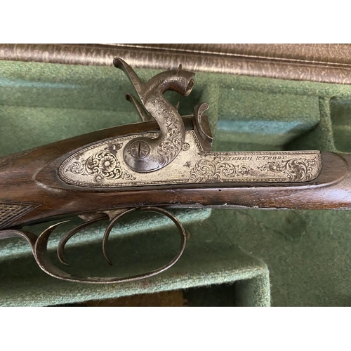 423 - A 12 BORE SHOTGUN BY CALISHER AND TERRY. A muzzle loading shotgun by Calisher and Terry with 75cm da... 