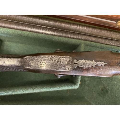 423 - A 12 BORE SHOTGUN BY CALISHER AND TERRY. A muzzle loading shotgun by Calisher and Terry with 75cm da... 