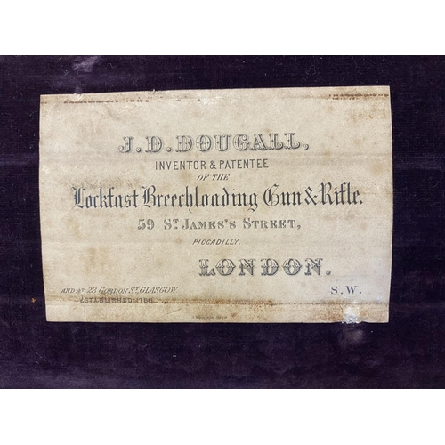 425 - A CASED PERCUSSION RIFLE OR SPORTING GUN BY J D DOUGALL OF LONDON. A double barrelled big game rifle... 