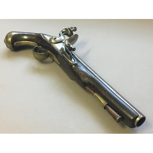 438 - A 19TH CENTURY FLINTLOCK PISTOL. With a 23cm circular tapering barrel stamped with twin proof marks,... 