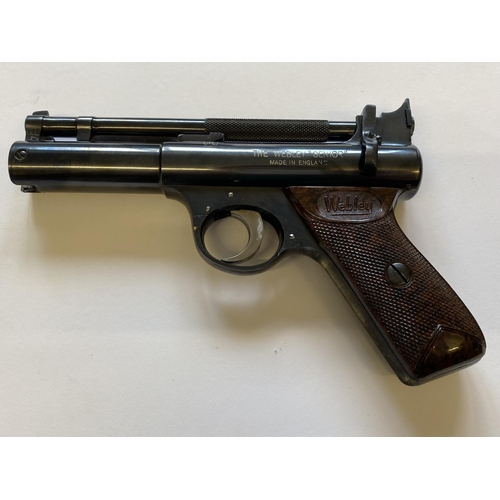 451 - A WEBLEY SENIOR AIR PISTOL IN BOX. A Webley Senior .22 Air Pistol, the gun marked to the side 'Weble... 