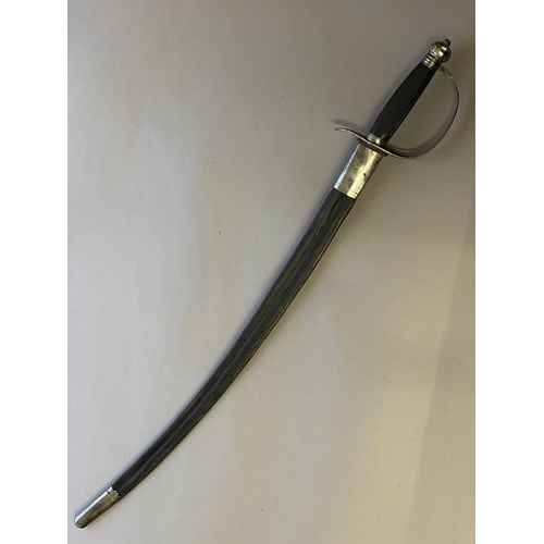 488 - AN UNUSUAL SLOTTED HILT SABRE. With a 72cm curved single edged fullered blade, partially blued and d... 