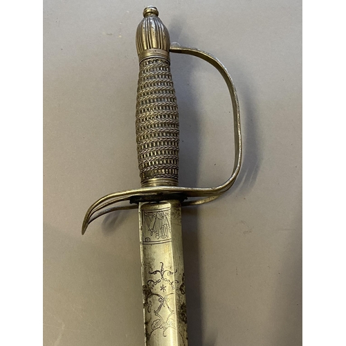 489 - A LATE 18TH CENTURY SLOTTED HILT SPADROON. With an 83cm straight tapering fullered blade with double... 