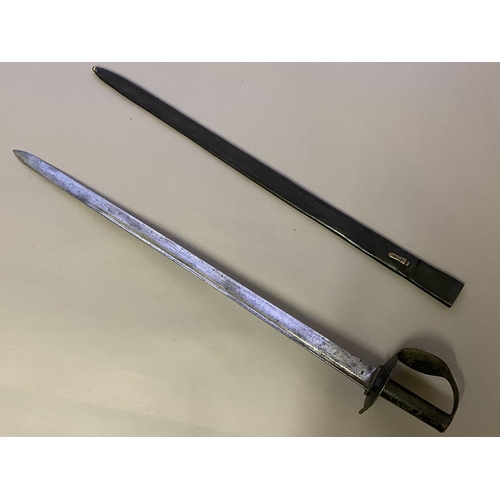 490 - A PRE 1804 NAVAL CUTLASS. With a 73cm blade with narrow fullers to the blade back and pointed tip, w... 