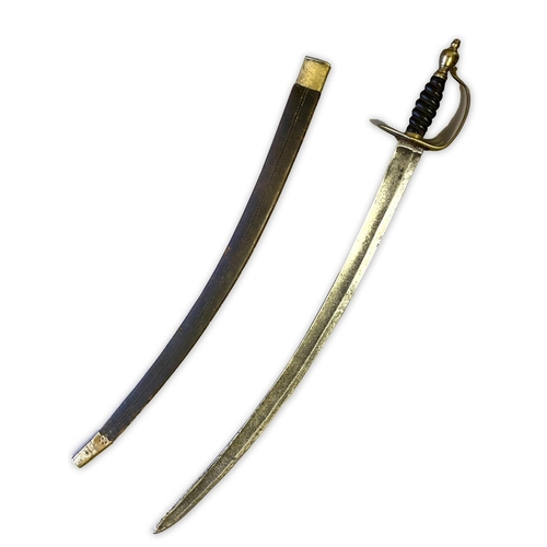 495 - A SLOTTED HILT MARINE SERGEANTS' HANGER. With a broad curving 75cm fullered blade, with a slotted gu... 