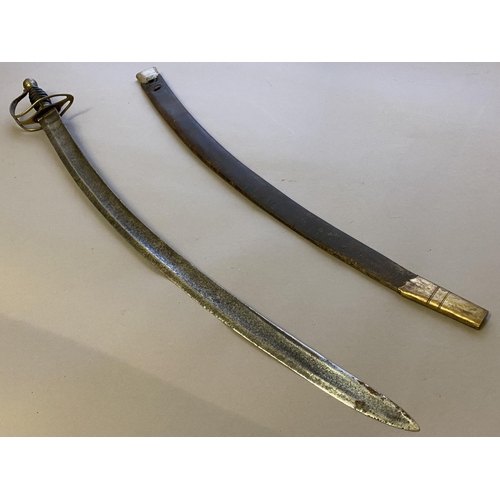 495 - A SLOTTED HILT MARINE SERGEANTS' HANGER. With a broad curving 75cm fullered blade, with a slotted gu... 