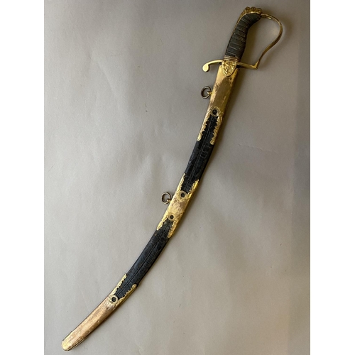 498 - A FINE LATE 18TH/19TH CENTURY MARINE OFFICERS FIGHTING SABRE. With a 77cm curved single edged pointe... 