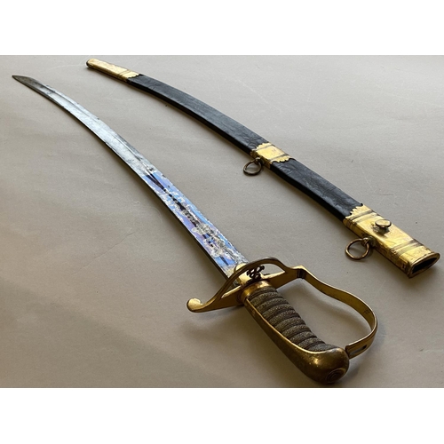 501 - AN EARLY VARIANT NAVAL FIGHTING SABRE. With a 71cm curved single sided blade with broad fuller, part... 