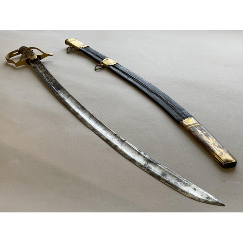 501 - AN EARLY VARIANT NAVAL FIGHTING SABRE. With a 71cm curved single sided blade with broad fuller, part... 