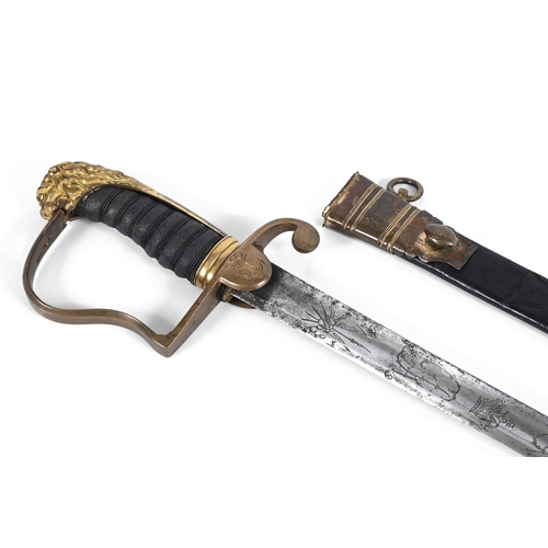 502 - AN EARLY 19TH CENTURY NAVAL LIEUTENAN'S SPADROON. With an 82cm straight pointed fullered blade marke... 