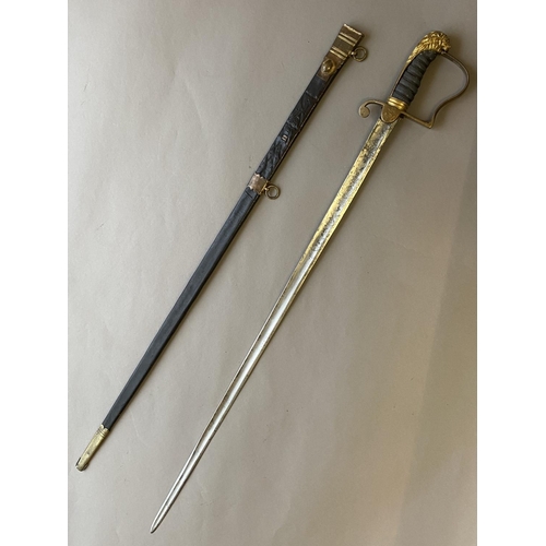 502 - AN EARLY 19TH CENTURY NAVAL LIEUTENAN'S SPADROON. With an 82cm straight pointed fullered blade marke... 