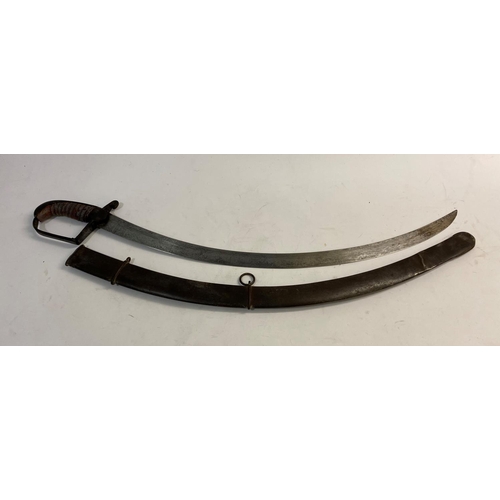 510 - A 1796 PATTERN CAVALRY OFFICER SWORD AND SCABBARD. With a 70cm curved blade with allover etched deco... 