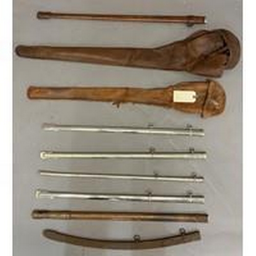 537 - A COLLECTION OF SEVEN SCABBARDS AND TWO COVERS. Seven various scabbards, five steel, two leather cov... 