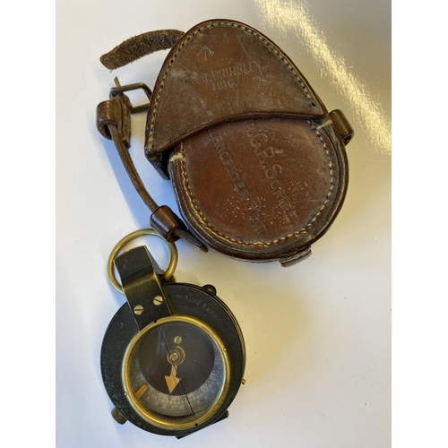 586 - A FIRST WORLD WAR COMPASS BELONGING TO AN OFFICER IN THE 4th LANCASTERS. A Verner's Pattern compass,... 