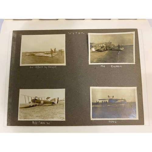 672 - AN ALBUM OF FIRST WORLD WAR ROYAL FLYING CORPS PHOTOGRAPHS. A collection of photographs, pages and l... 