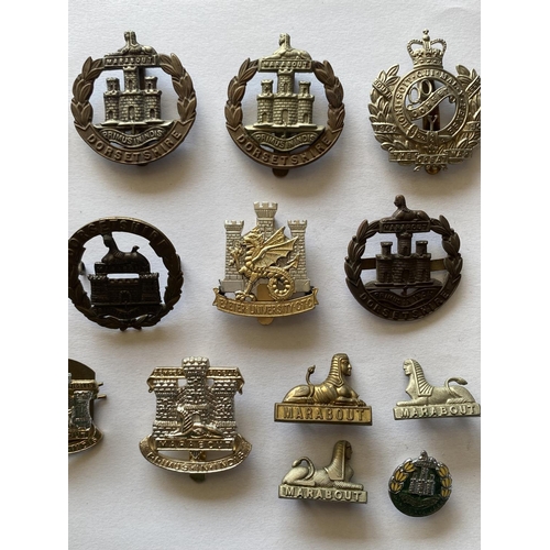 796 - A COLLECTION OF DORSET REGIMENT CAP BADGES AND SIMILAR. A selection of Dorset Regiment Cap badges an... 