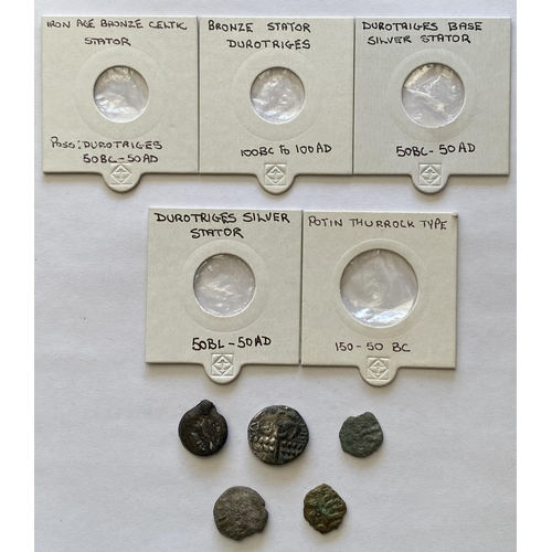 950 - A COLLECTION OF FIVE BRITISH CELTIC COINS. Five coins: A Potin, Thurrock Type, c. 1st Century BC. 3.... 