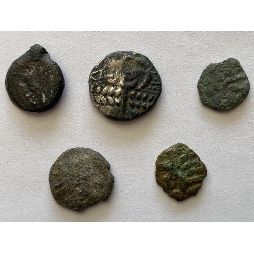 950 - A COLLECTION OF FIVE BRITISH CELTIC COINS. Five coins: A Potin, Thurrock Type, c. 1st Century BC. 3.... 