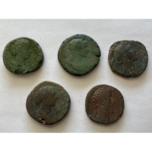 952 - ROMAN EMPIRE, FIVE SESTERTIUS. Sestertius for Trajan, 98-117 AD, Lucilla, 164-69 AD, Commodus, 176-1... 