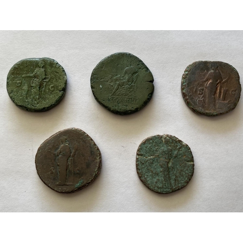 952 - ROMAN EMPIRE, FIVE SESTERTIUS. Sestertius for Trajan, 98-117 AD, Lucilla, 164-69 AD, Commodus, 176-1... 