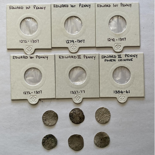 956 - A SMALL COLLECTION OF HAMMERED SILVER PENNIES. A collection of Edwardian Pennies, 13/14th Century. L... 