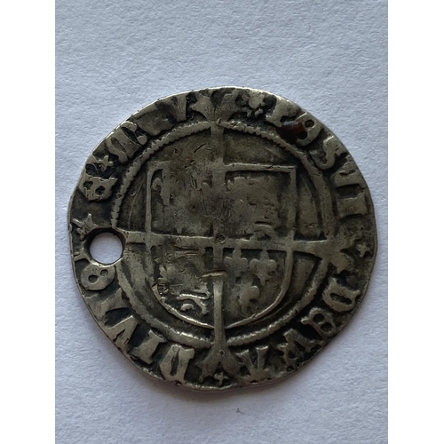 965 - A HENRY VIII GROAT. A Henry VIII hammered silver groat, young crowned portrait r. mm. possibly rose ... 