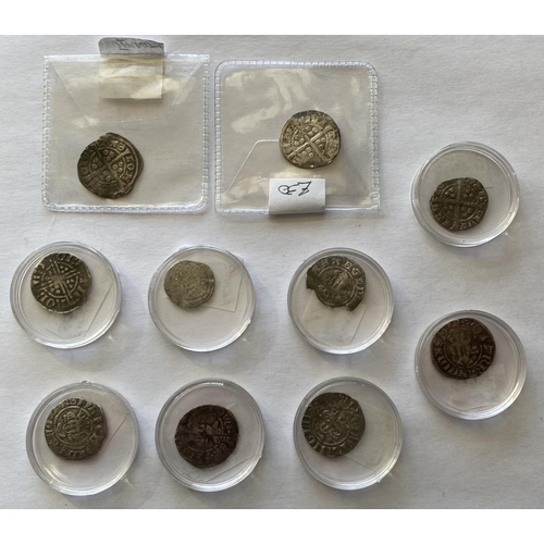 966 - A MIXED COLLECTION OF TEN HAMMERED SILVER PENNIES. A small collection of hammered silver pennies to ... 