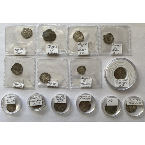 969 - A COLLECTION OF HAMMERED SILVER TO INCLUDE SCOTTISH COINS. A small collection of hammered silver to ... 