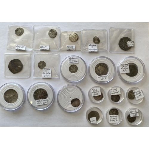 970 - A COLLECTION OF SILVERED HAMMER COINS. A variety of hammered silver coins, various denominations and... 