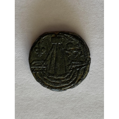 998 - A MEDIEVAL 'GOLD NOBLE' COIN WEIGHT. A Medieval Uniface Copper-Alloy 'Gold Noble' Coin Weight, 15th ... 