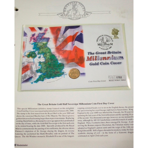 1451 - COIN COVERS - HALF SOVEREIGN an album of Coins Covers including a Great Britain Millennium Half Sove... 