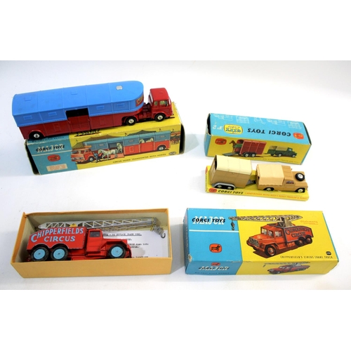 1470 - CORGI TOYS - CHIPPERFIELD CIRCUS 3 boxed items including 1121 Chipperfield's Circus Crane Truck (red... 