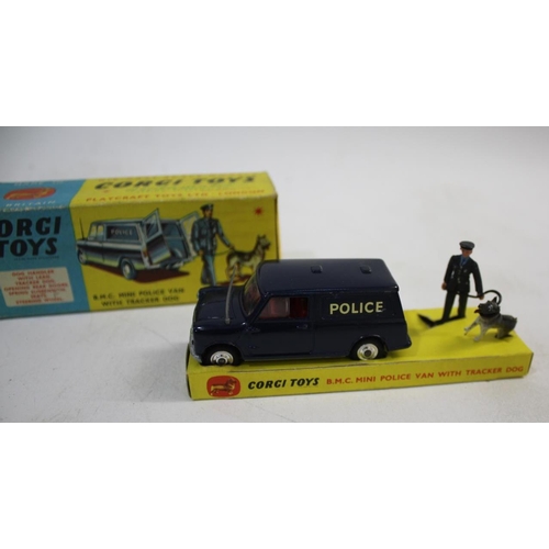 1474 - CORGI TOYS - POLICE VAN a boxed 448 B.M.C Mini Police Van with tracker dog (blue body and red interi... 