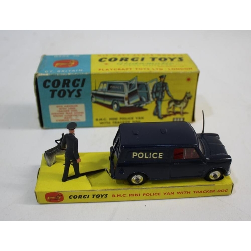 1474 - CORGI TOYS - POLICE VAN a boxed 448 B.M.C Mini Police Van with tracker dog (blue body and red interi... 