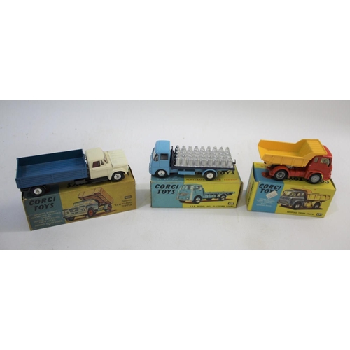 1475 - CORGI TOYS 3 boxed models, 494 Bedford Tipper Truck (red cab and yellow tipper), 483 Dodge Kew Fargo... 