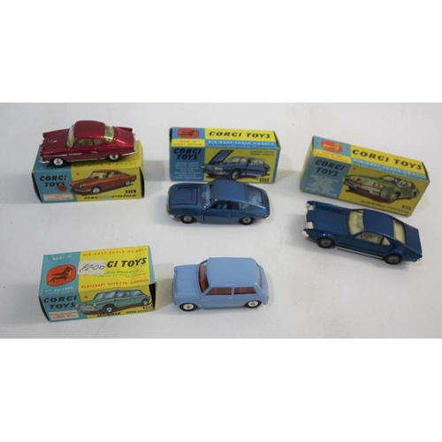 1478 - CORGI TOYS boxed cars including 316 NSU Sport Prinz, 264 Oldsmobile Toronado, 332 Lancia Fulvia Spor... 