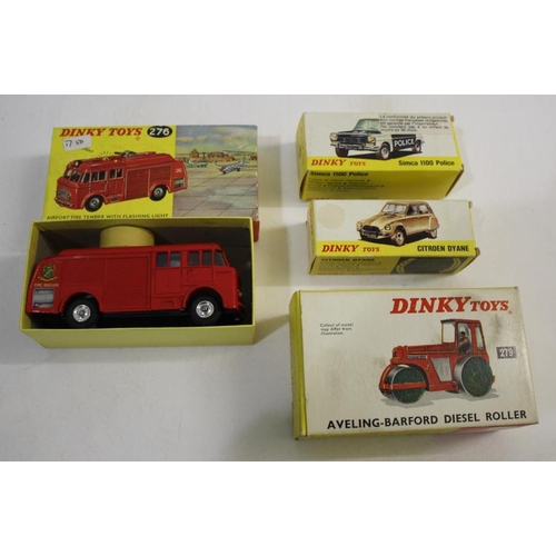 1483 - DINKY TOYS 4 boxed models including 276 Airport Fire Tender (Fire Brigade), 279 Aveling Barford Dies... 