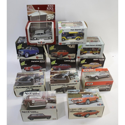 1492 - POLISTIL & BURAGO BOXED DIE CAST TOYS 1/20 scale including 7 boxed Burago cars, including 107 Lancia... 