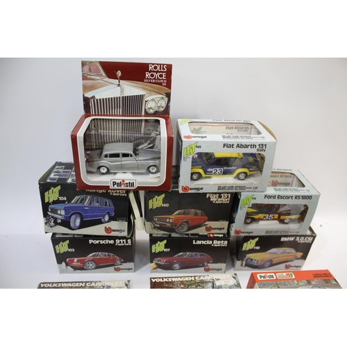 1492 - POLISTIL & BURAGO BOXED DIE CAST TOYS 1/20 scale including 7 boxed Burago cars, including 107 Lancia... 